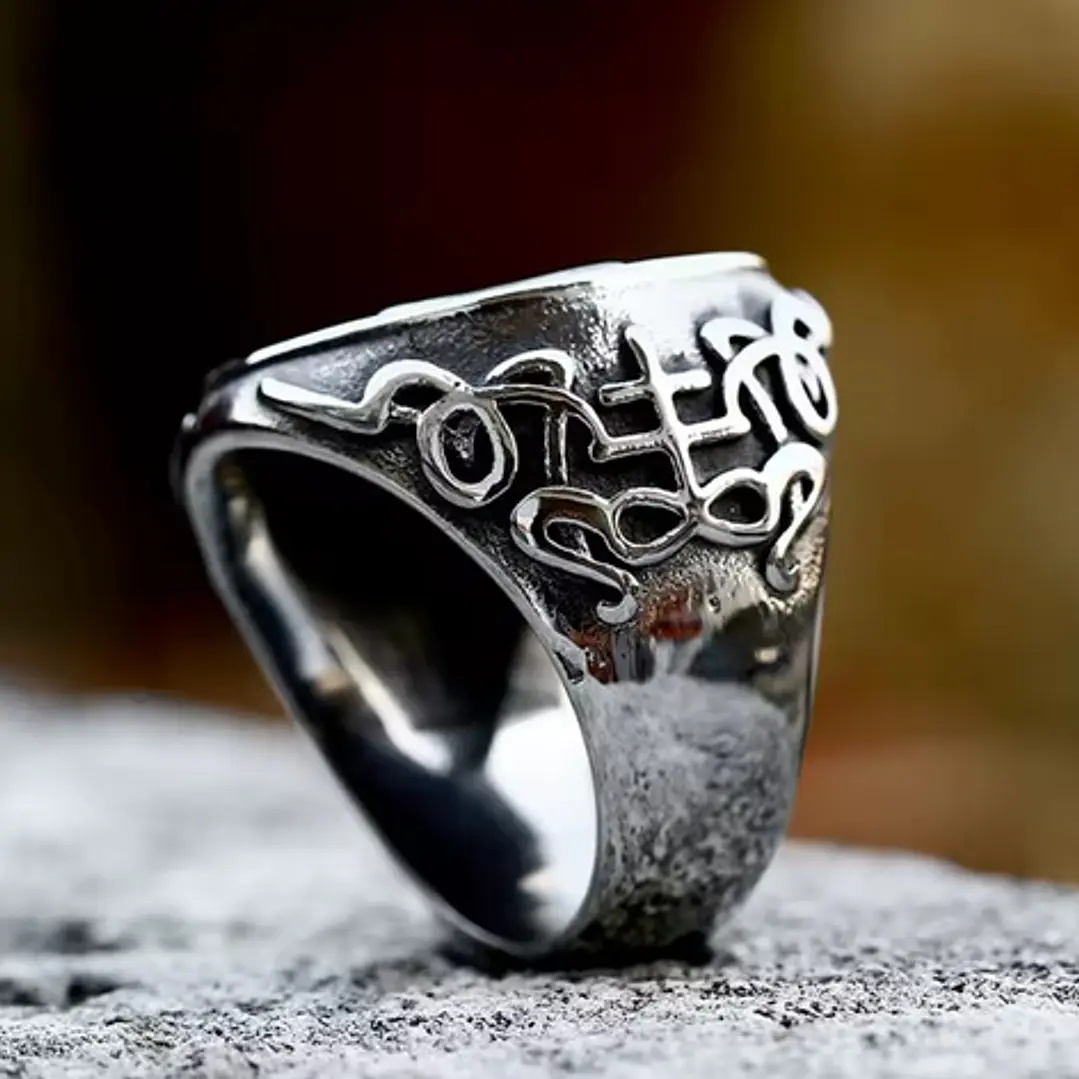 Anillo Sello Pentagrama, Acero Inoxidable, Hombre - Mujer 6