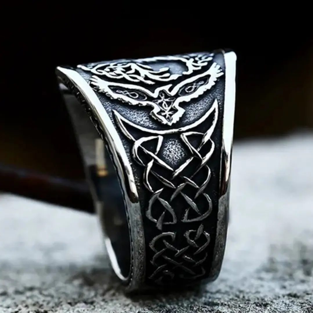 Anillo Vikingo Yggdrasil, Acero Inoxidable, Unisex 5