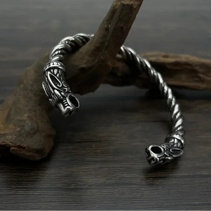 Brazalete Vikingo Ragnar Lodbrok, Acero Inoxidable, Hombre 7
