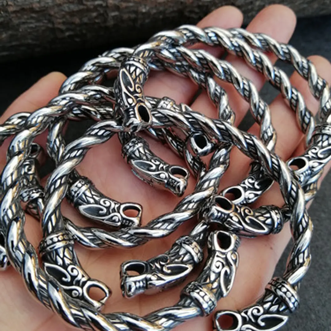Brazalete Vikingo Ragnar Lodbrok, Acero Inoxidable, Hombre 9