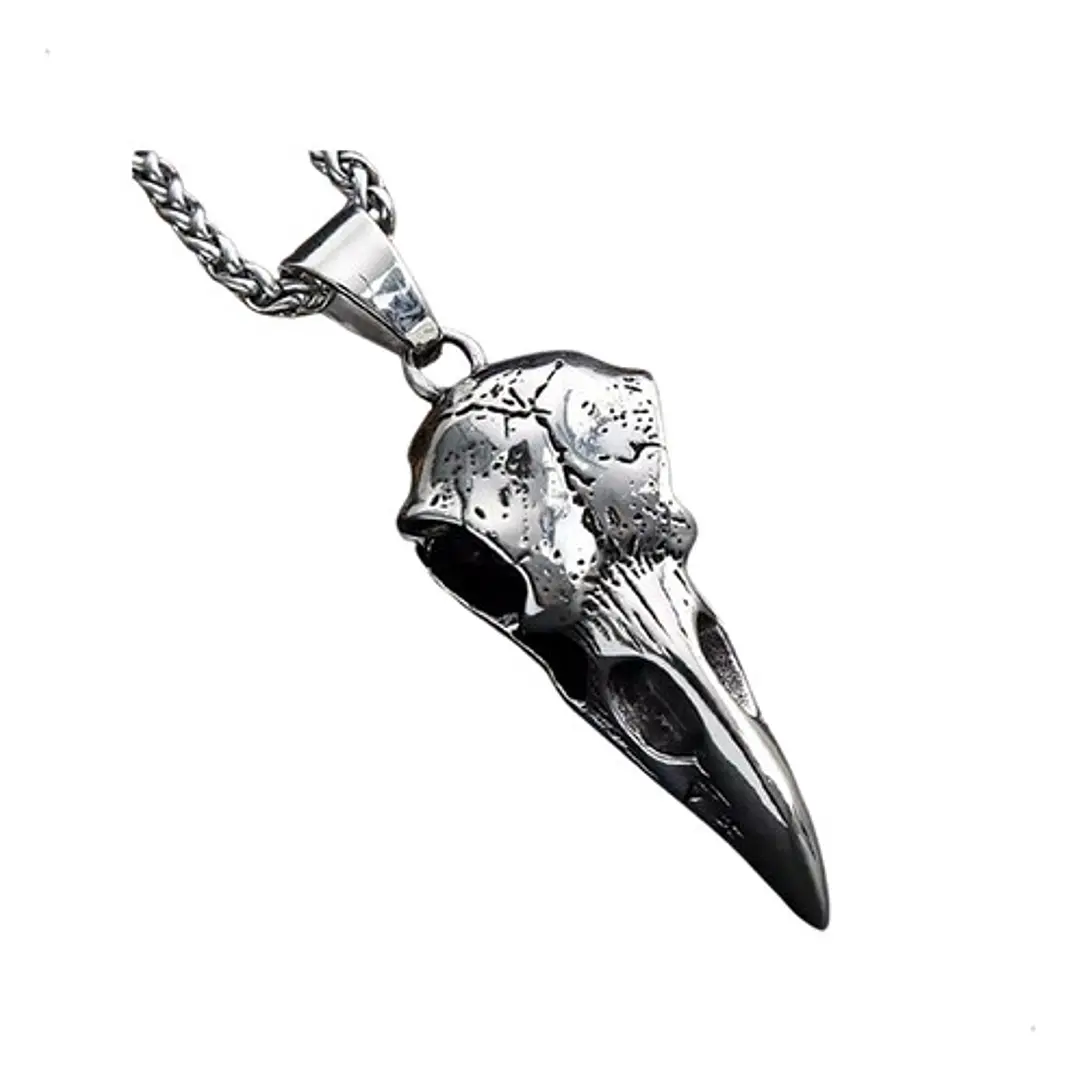 Collar Vikingo Cuervo Nórdico, Acero Inoxidable Hombre-mujer 1