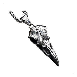 Collar Vikingo Cuervo Nórdico, Acero Inoxidable Hombre-mujer