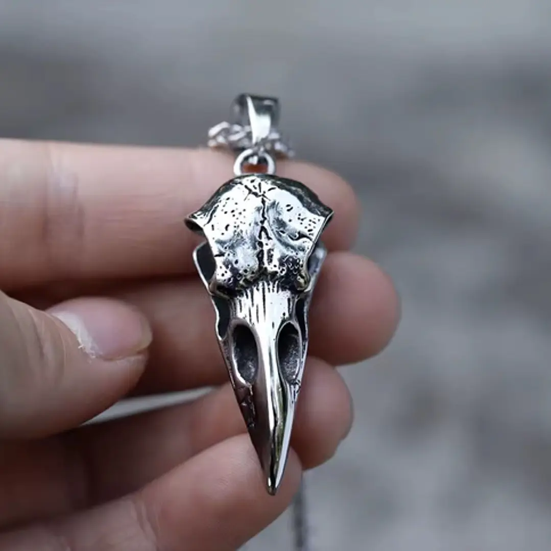 Collar Vikingo Cuervo Nórdico, Acero Inoxidable Hombre-mujer 8