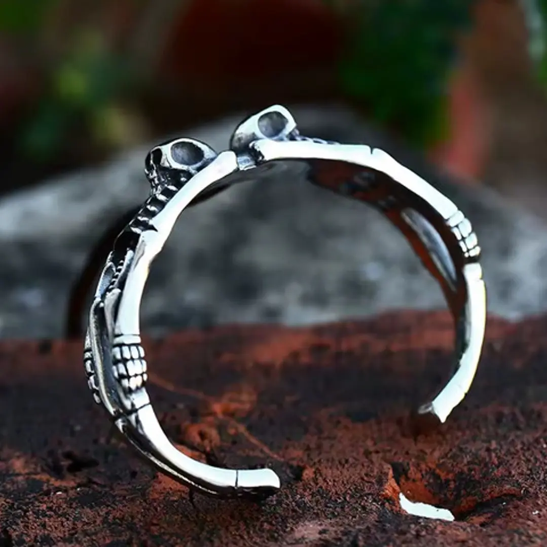 Brazalete Punk Rock Calavera, Acero Inoxidable, Hombre 5
