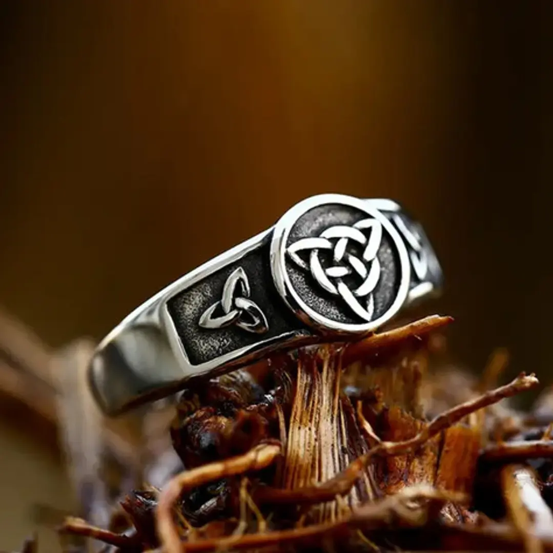 Anillo Vikingo Triqueta Celta, Acero Inoxidable, Unisex 4