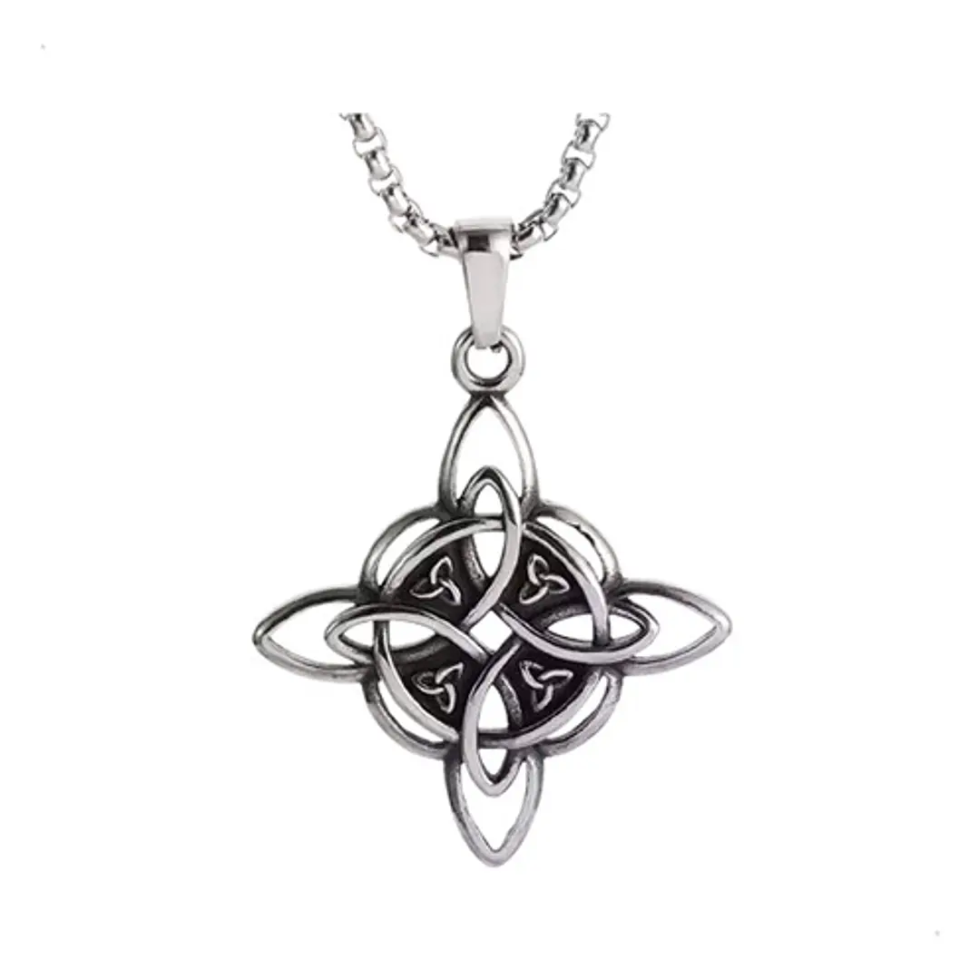 Collar Celta Nudo De Bruja, Acero Inoxidable, Mujer 1