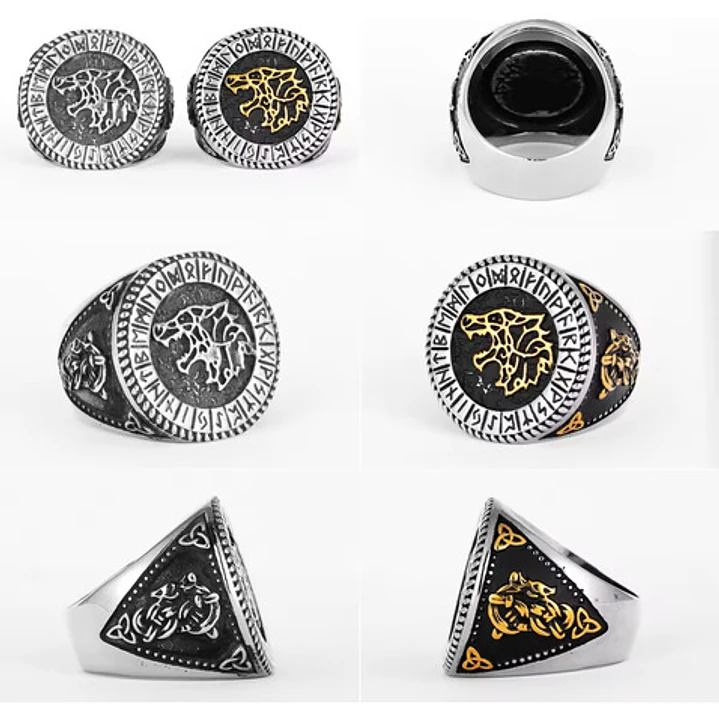 Anillo Sello Fenrir, Lobo Nórdico, Acero Inoxidable, Hombre 5