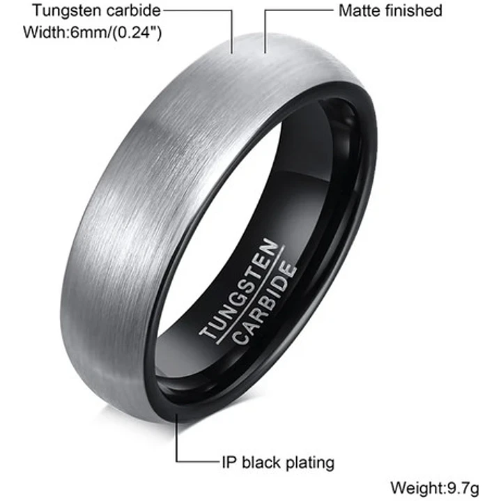 Anillo Compromiso Carburo De Tungsteno 6mm. Silver, Unisex 4