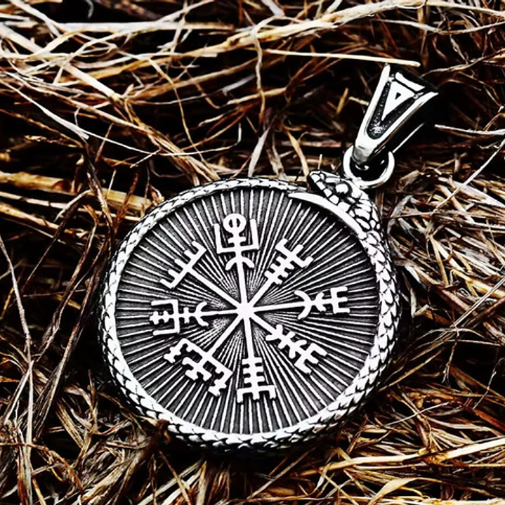 Collar Vikingo Vegvísir-valknut, Acero Inox. Hombre-mujer 5