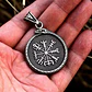 Collar Vikingo Vegvísir-valknut, Acero Inox. Hombre-mujer - Miniatura 6