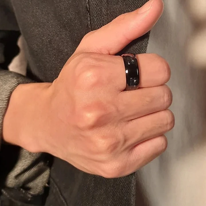 Anillo Irlanda Black And Blue, Carbon Fiber, Hombre 3