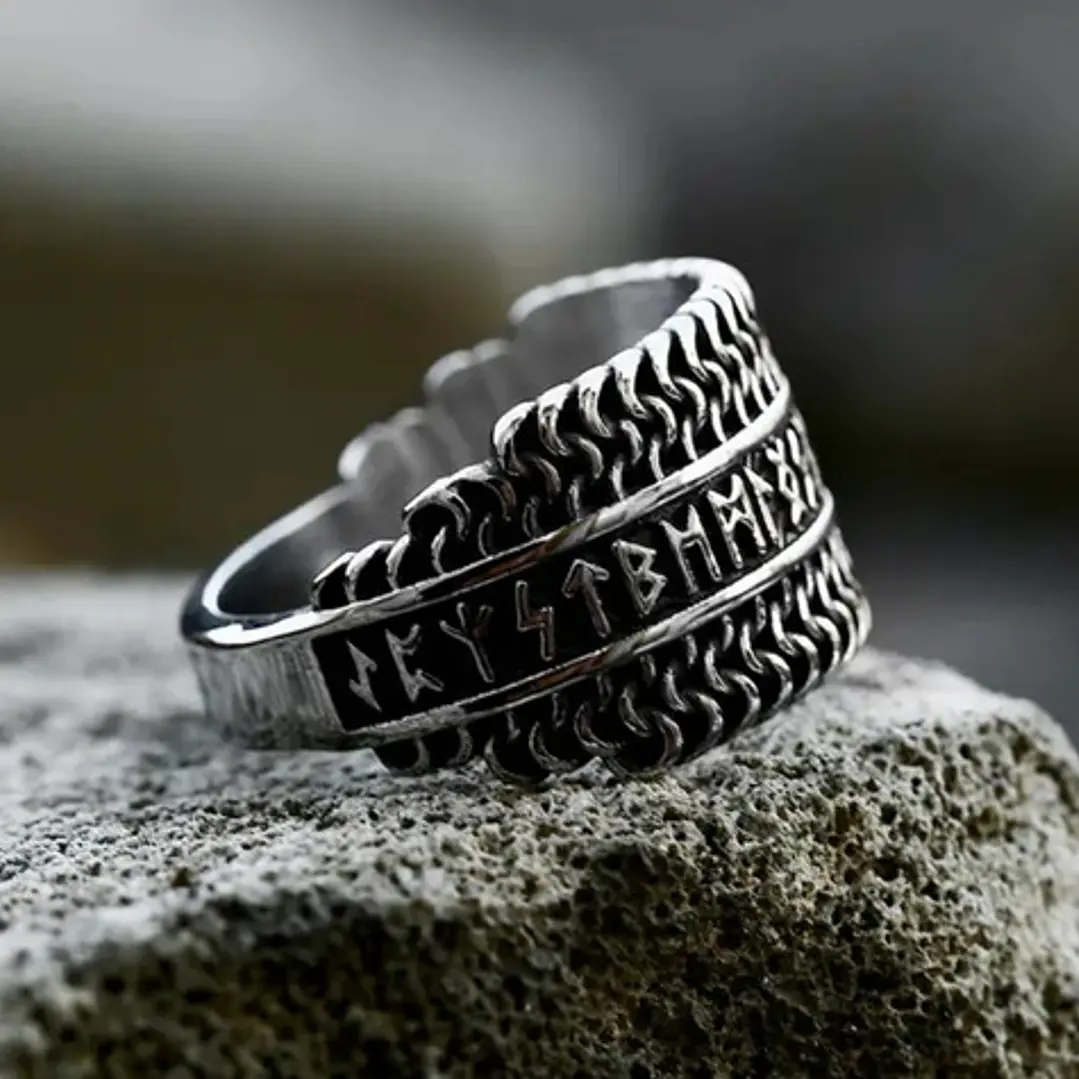 Anillo Vikingo Midgard, Acero Inoxidable, Unisex 5