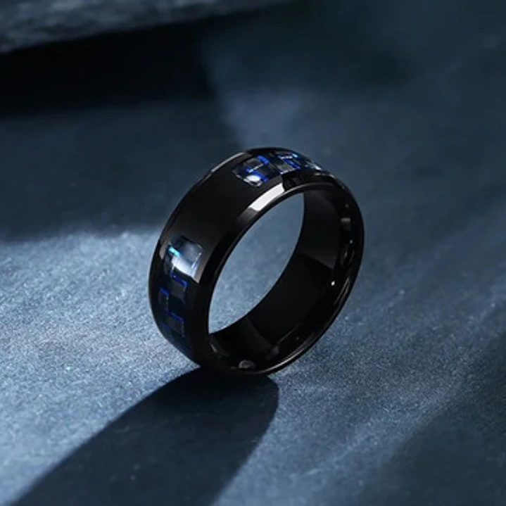 Anillo Irlanda Black And Blue, Carbon Fiber, Hombre 5