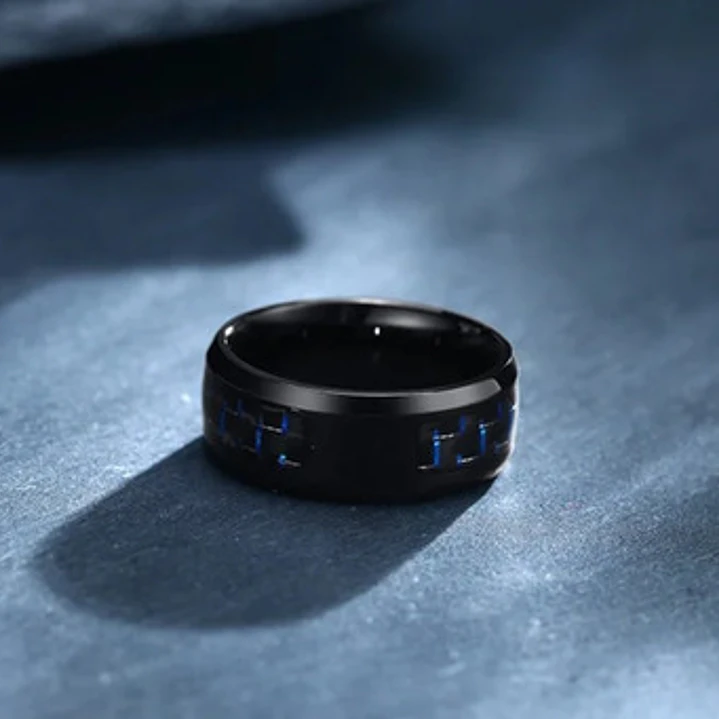 Anillo Irlanda Black And Blue, Carbon Fiber, Hombre 6