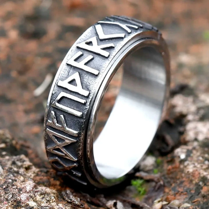 Anillo Big Runes, Spinner Giratorio, Acero Inoxidable 3