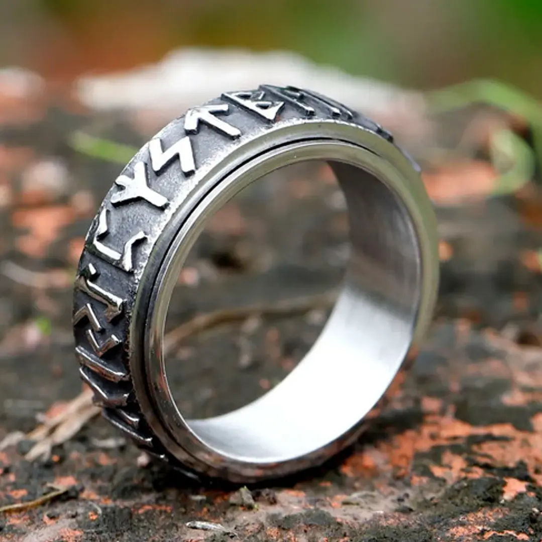 Anillo Big Runes, Spinner Giratorio, Acero Inoxidable 4
