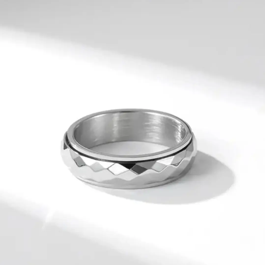 Anillo Estambul, Spinner Giratorio, Acero Inoxidable, Unisex 7