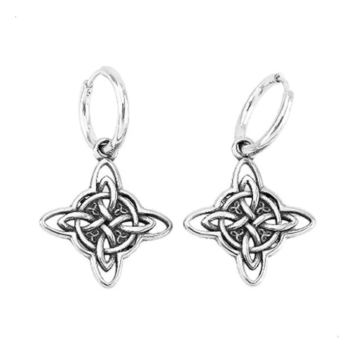 Aros Pendientes Nudo De Bruja, Acero Inoxidable, Mujer 1