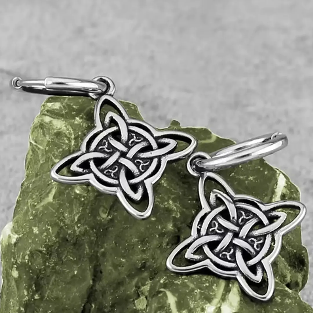 Aros Pendientes Nudo De Bruja, Acero Inoxidable, Mujer 2