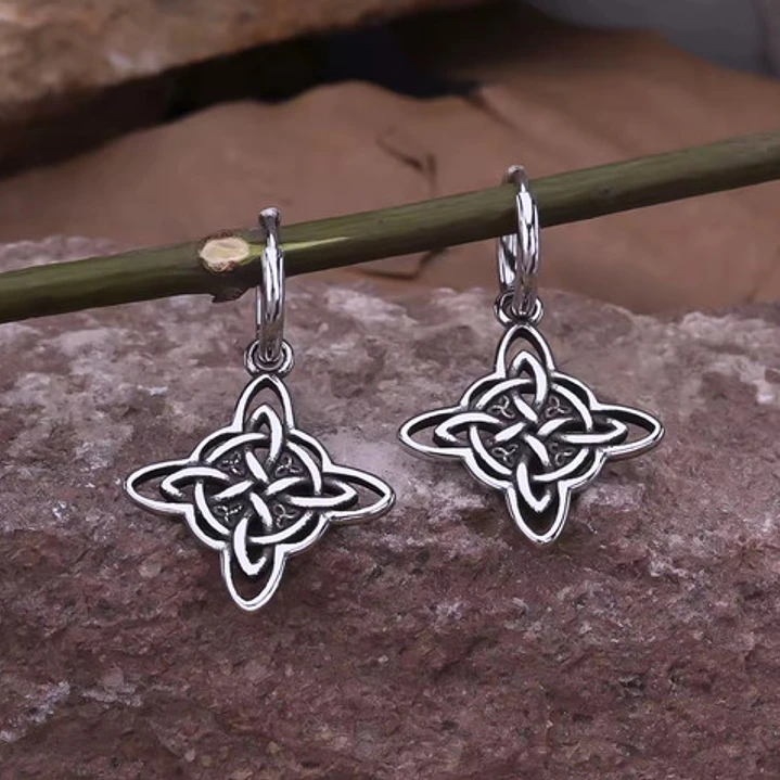 Aros Pendientes Nudo De Bruja, Acero Inoxidable, Mujer 7