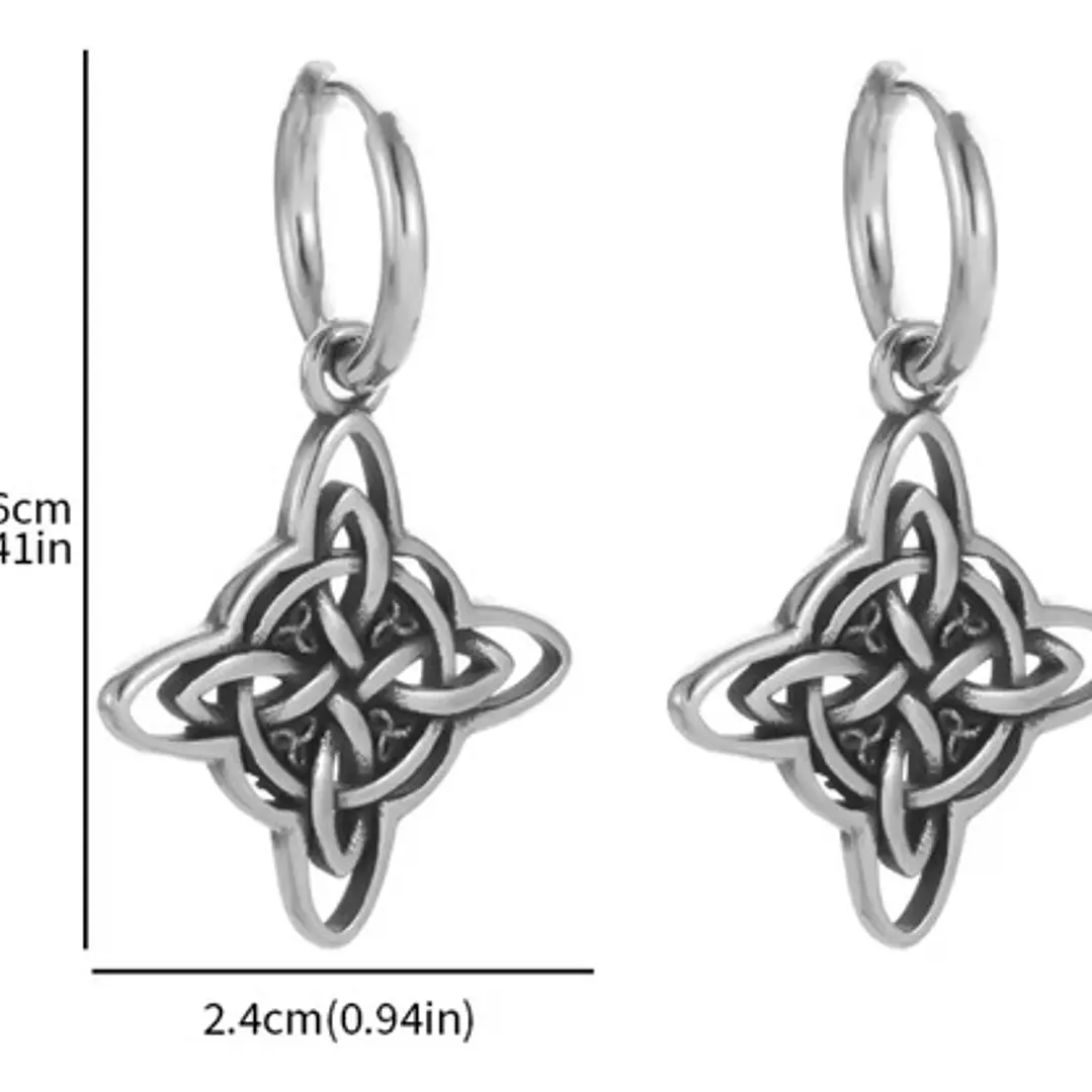 Aros Pendientes Nudo De Bruja, Acero Inoxidable, Mujer 9