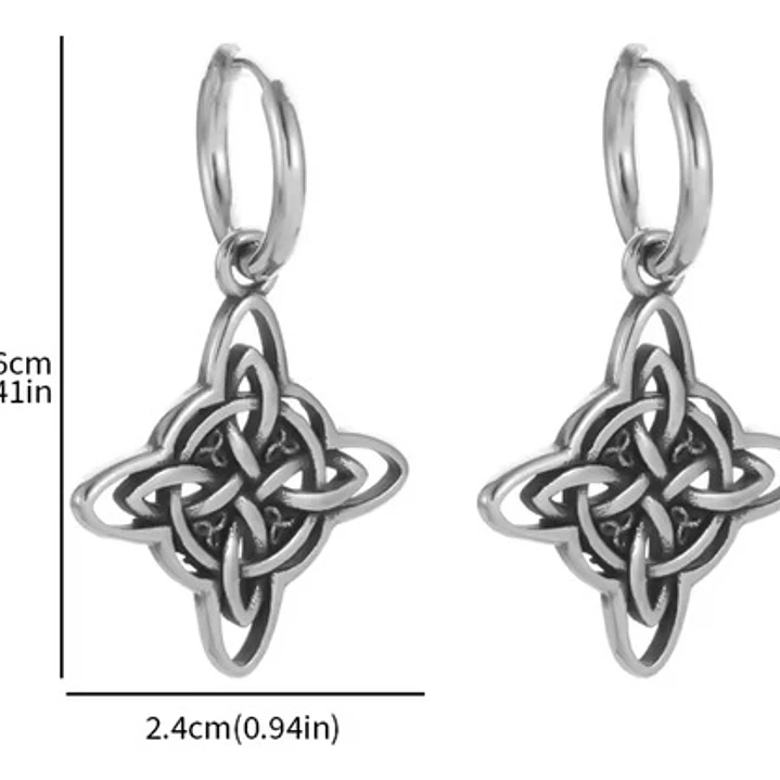Aros Pendientes Nudo De Bruja, Acero Inoxidable, Mujer 9