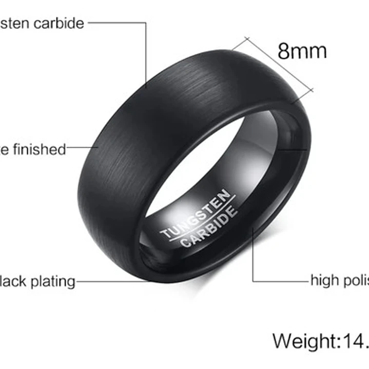 Anillo Carburo De Tungsteno, Baltimore Dark Gray 8mm, Hombre 6