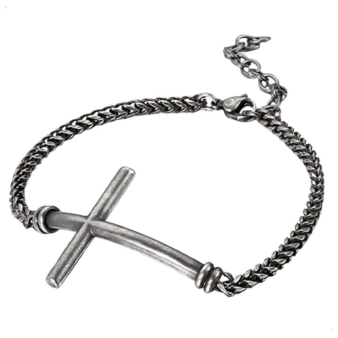 Pulsera Cruz, Acero Inoxidable Vintage, Hombre 1
