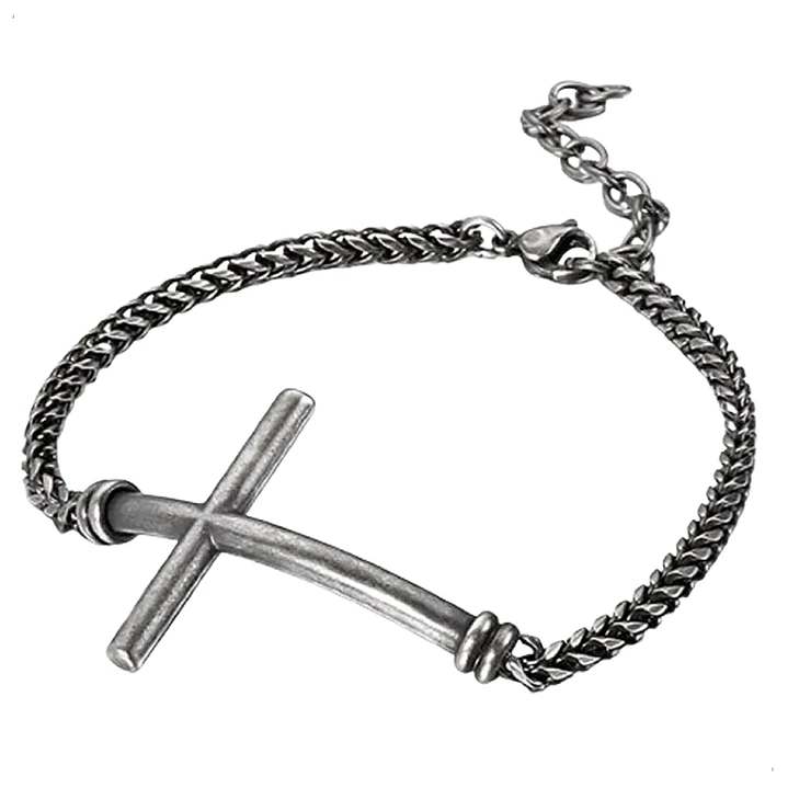 Pulsera Cruz, Acero Inoxidable Vintage, Hombre 1