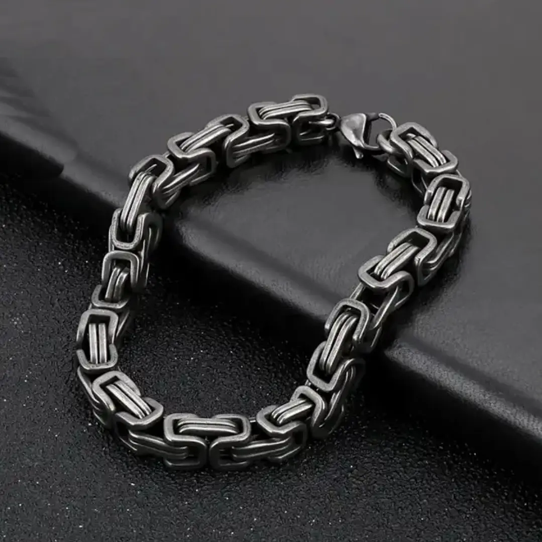 Pulsera Cuadrada Edimburgo 7mm., Acero Inoxidable Vintage 4