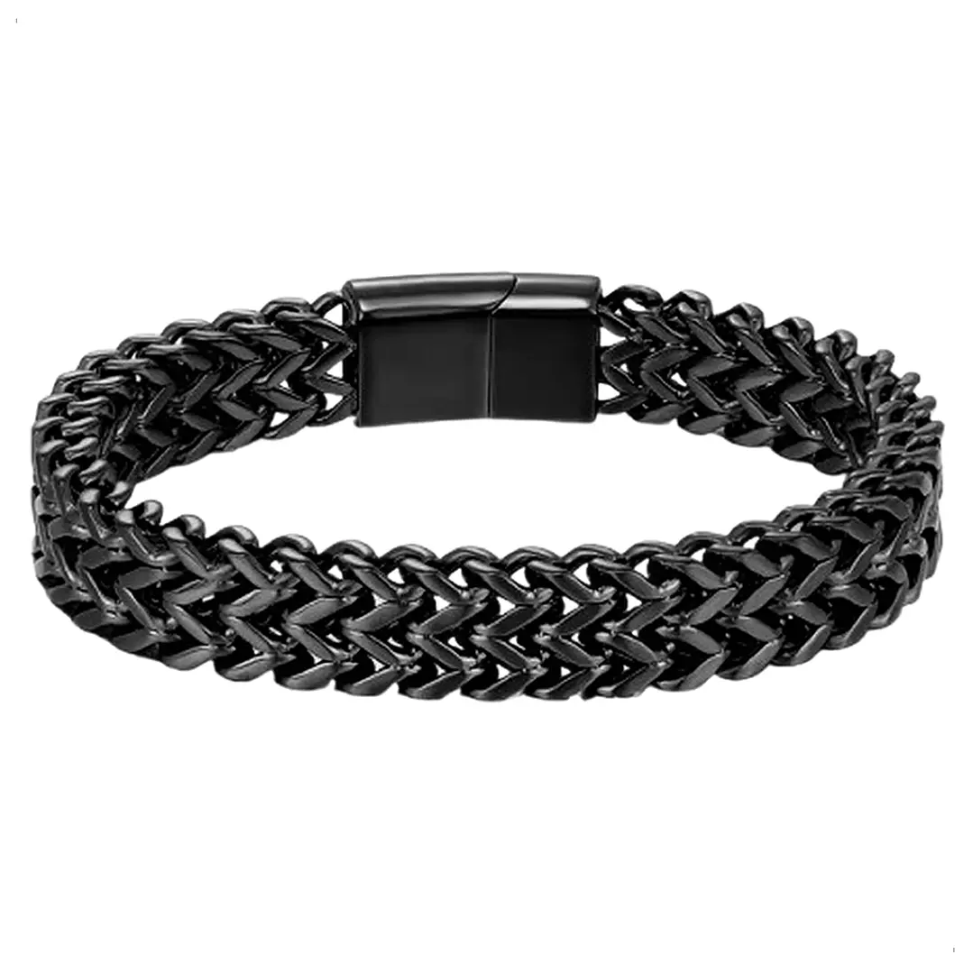 Pulsera Negra Espiga 11mm. Acero Inoxidable, Hombre 1