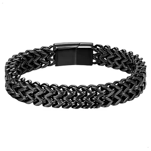 Pulsera Negra Espiga 11mm. Acero Inoxidable, Hombre