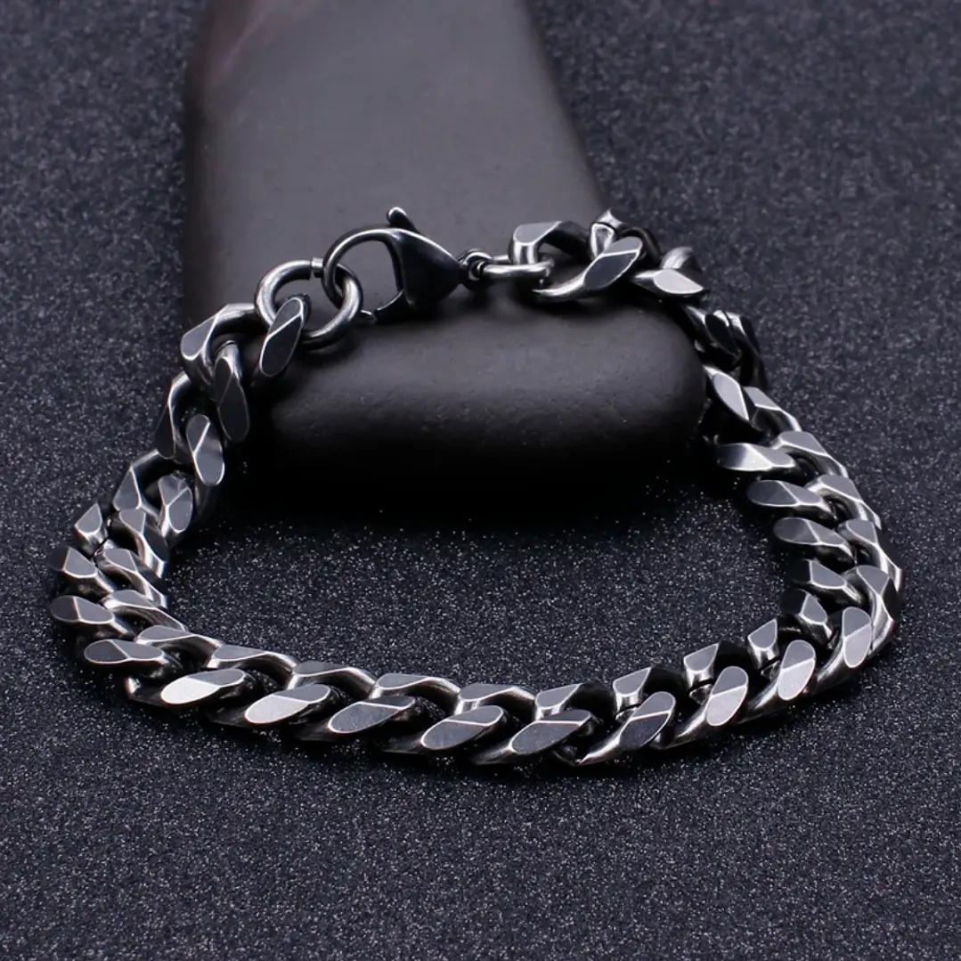 Pulsera Cadena Cubana Vintage 10mm., Acero Inoxidable 7
