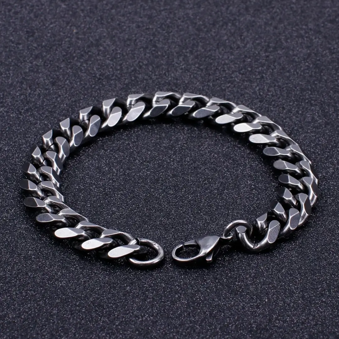 Pulsera Cadena Cubana Vintage 10mm., Acero Inoxidable 8