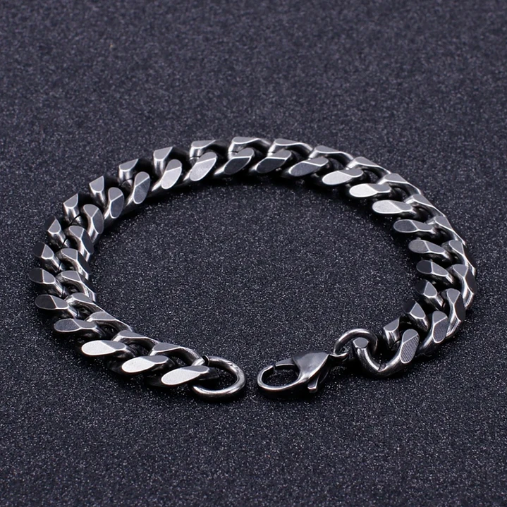 Pulsera Cadena Cubana Vintage 10mm., Acero Inoxidable 8