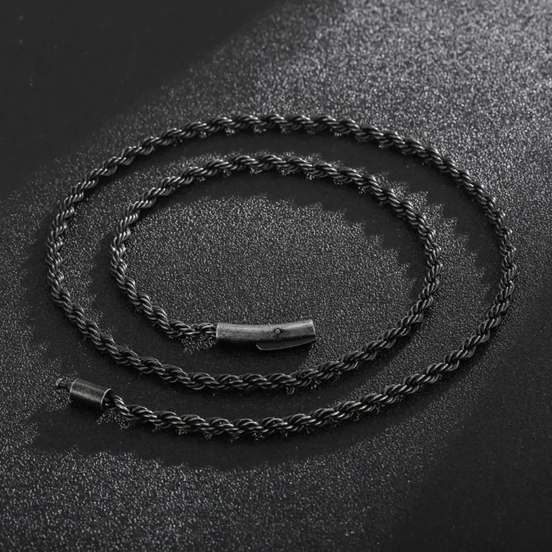Collar Cadena Turbillón Nápoles, Acero Inoxidable, Hombre 2