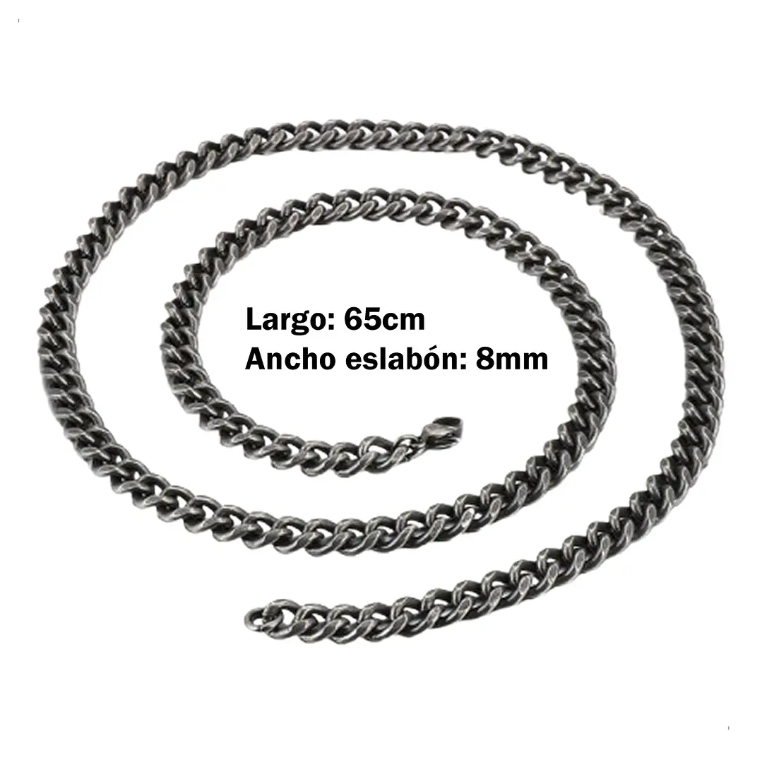 Collar Cadena Cubana 8mm., Acero Inoxidable Vintage, Hombre 6