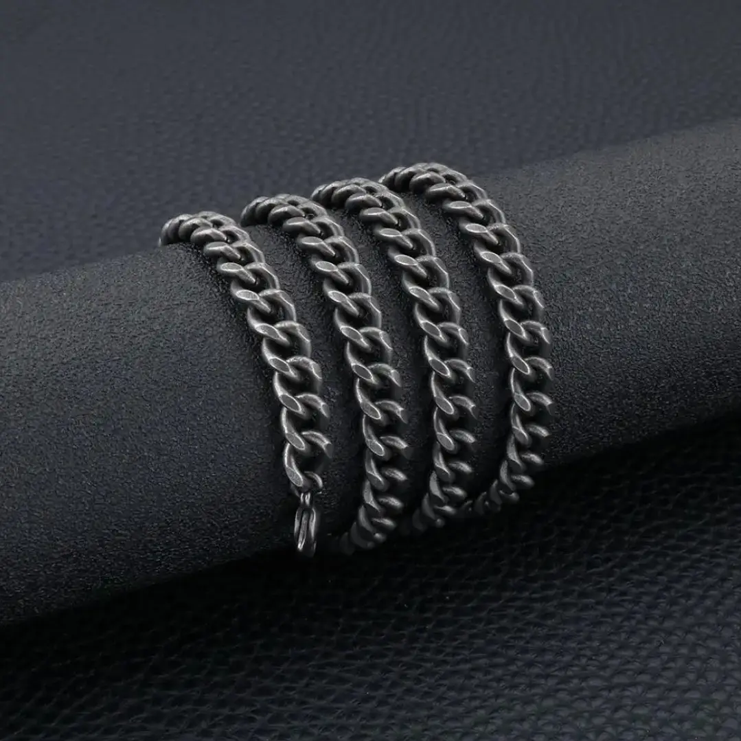 Collar Cadena Cubana 8mm., Acero Inoxidable Vintage, Hombre 3