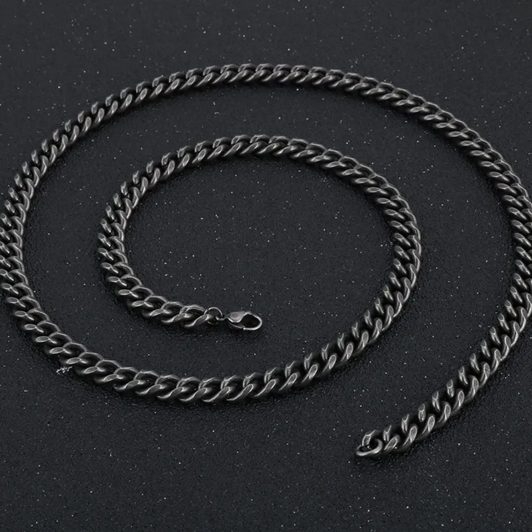 Collar Cadena Cubana 8mm., Acero Inoxidable Vintage, Hombre 2