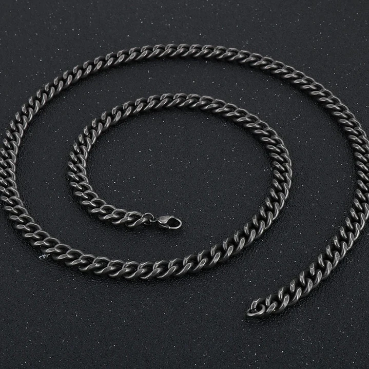 Collar Cadena Cubana 8mm., Acero Inoxidable Vintage, Hombre 2