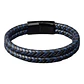 Pulsera Cuero Black Blue Braid, Cierre Magnético, Hombre - Miniatura 1
