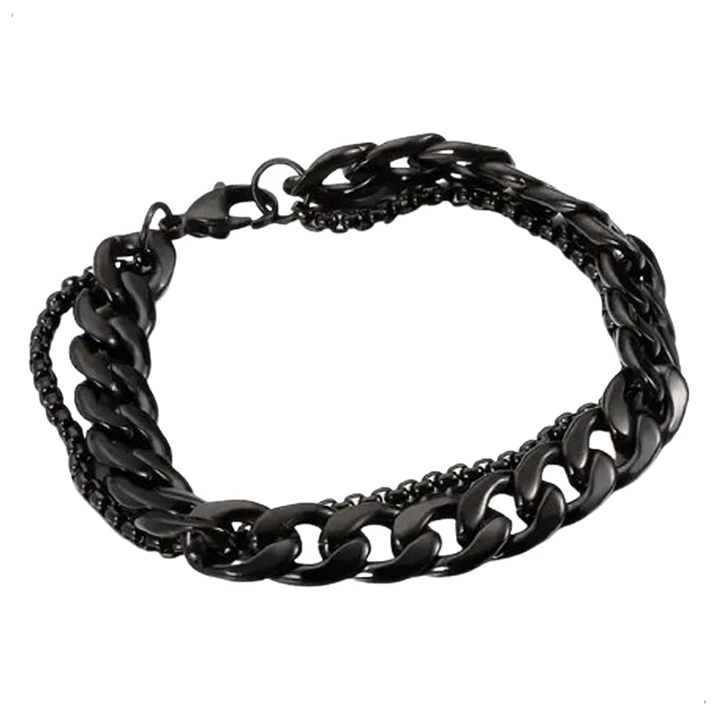 Pulsera Black Kreator, Doble Cadena, Acero Inox., Hombre 1