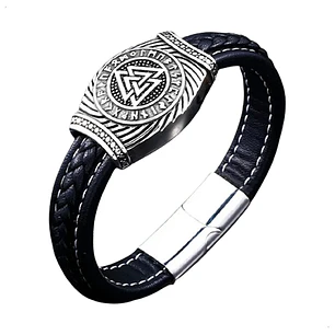 Pulsera Vikinga Valknut, Cuero Vegano Y Cierre Magnético