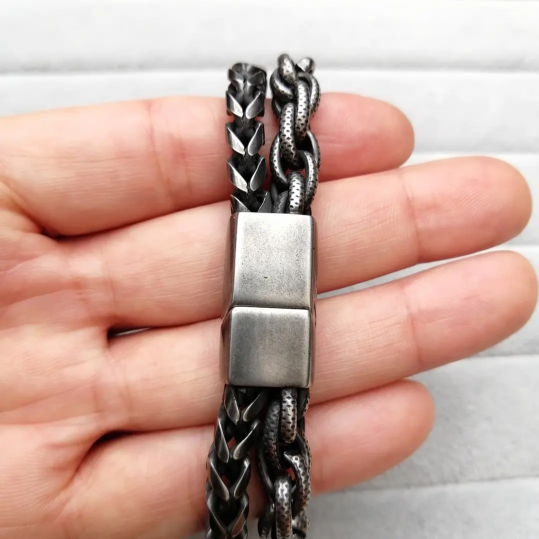 Pulsera Doble Cadena Vedder, Acero Inoxidable, Hombre 4