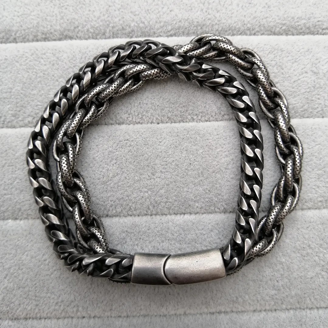 Pulsera Doble Cadena Vedder, Acero Inoxidable, Hombre 5