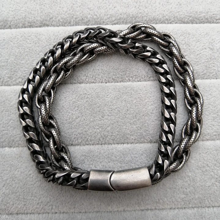Pulsera Doble Cadena Vedder, Acero Inoxidable, Hombre 5