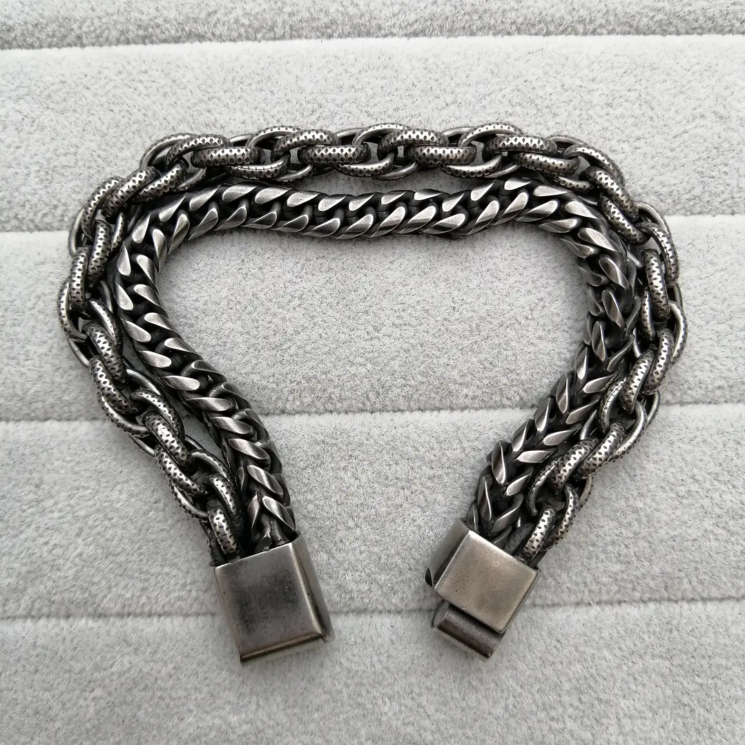 Pulsera Doble Cadena Vedder, Acero Inoxidable, Hombre 6