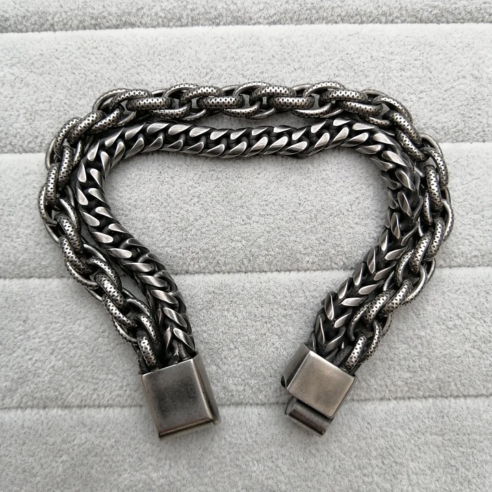 Pulsera Doble Cadena Vedder, Acero Inoxidable, Hombre 6