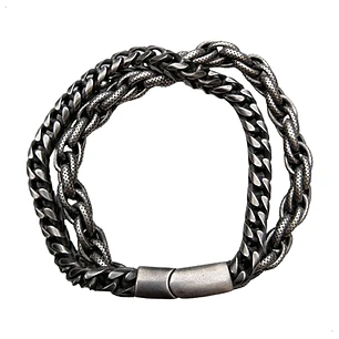 Pulsera Doble Cadena Vedder, Acero Inoxidable, Hombre