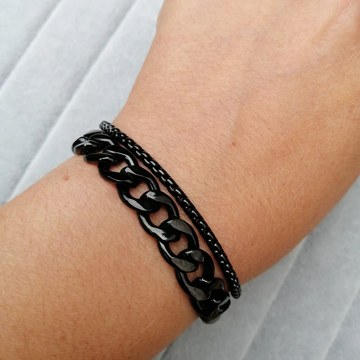 Pulsera Black Kreator, Doble Cadena, Acero Inox., Hombre 2